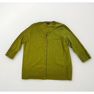 Audrey &‎ Grace Green Button Cardigan 2X Soft Knit Casual Cozy Layering